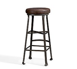 Open Box: Decker Leather Bar Stool (29.5") - Chocolate, Gunmetal