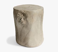 Open Box: Faux Bois Stump Accent Table (14") - Whitewash