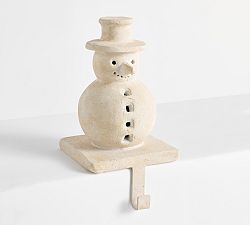 Open Box: Terracotta Snowman Stocking Holder - White
