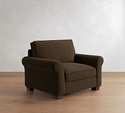 Open Box: PB Comfort Roll Arm Chair and a Half, Down Blend - Performance Casual Chenille Espresso