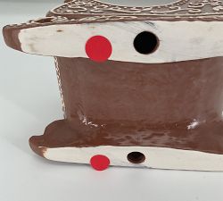 Open Box: Handcrafted Ceramic Gingerbread Reindeer &amp; Sleigh Set