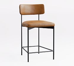 Open Box: Maison Leather Counter Stool (24") - Vintage Caramel, Antique Bronze