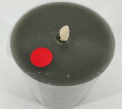 Open Box: Premium Flickering Flameless Wax Pillar Salt Washed Candle, 4" x 4.5" - Loden