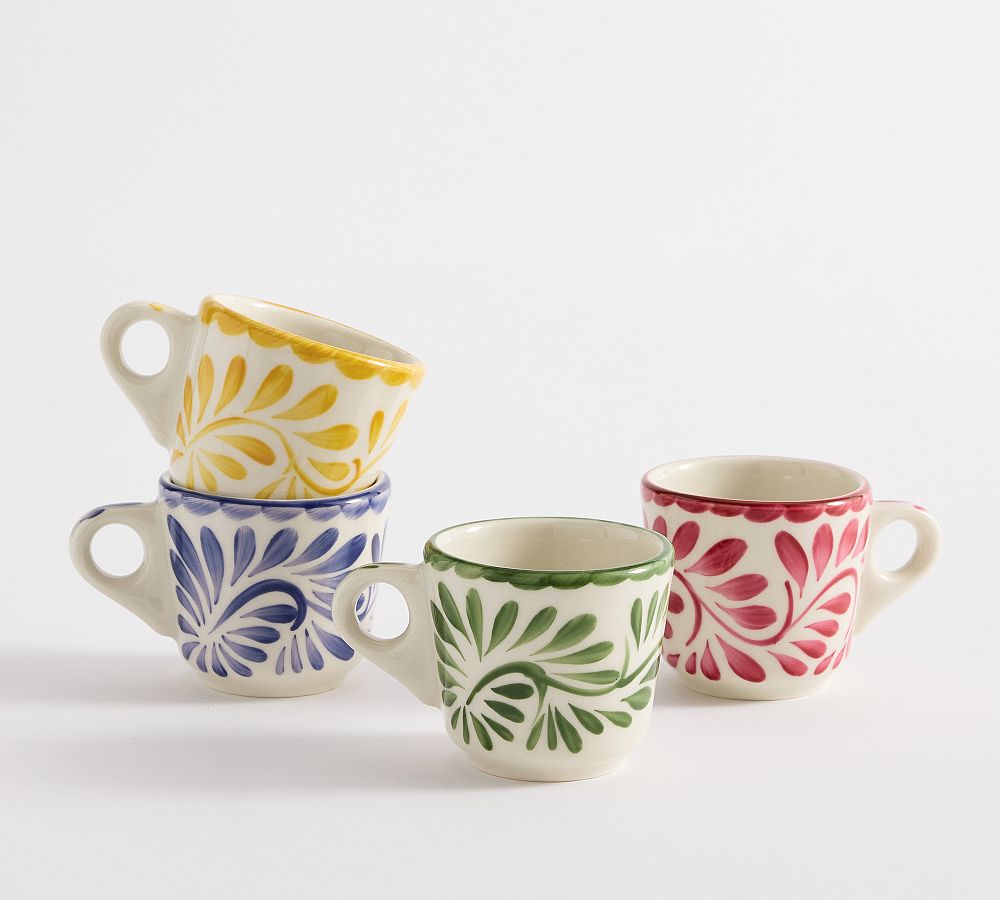 Puebla Porcelain Espresso Cups - Set of 4 - Mixed Set of 4