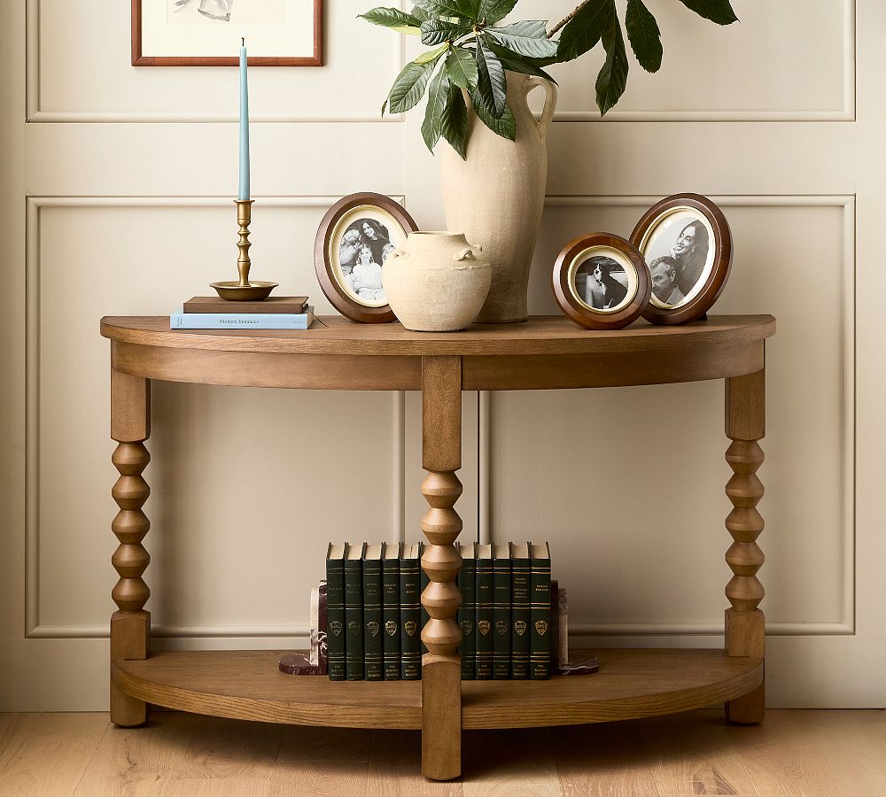 Chris Loves Julia Stacked Ball Demilune Console Table (50") by Pottery Barn
