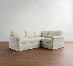 York Roll Arm Slipcovered 3-Piece Sectional (93")