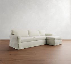 York Roll Arm Slipcovered Chaise Sectional (86"&ndash;116")