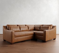 York Slope Arm Deep Seat Leather 3-Piece Sectional (100")