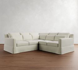 York Square Arm Deep Seat Slipcovered 3-Piece L-Shaped Sectional (98")