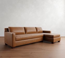 York Square Arm Leather Chaise Sectional (87"&ndash;117")