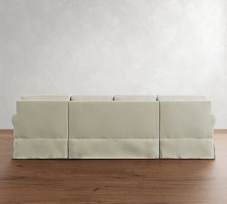 York Roll Arm Slipcovered Double Chaise Sectional (109"&ndash;128")