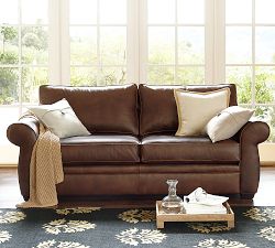 Pearce Roll Arm Leather Sofa (73"&ndash;99")