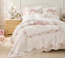 LoveShackFancy Bow Embellished Quilted Sham