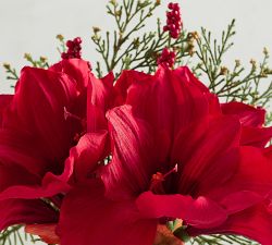 Faux Amaryllis Composed Arrangement - Red