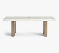 Pomona Concrete &amp; Acacia Rectangular Outdoor Dining Table (86")