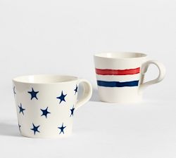 Patriotic Stripes &amp; Stars Mugs - Mixed Set of 2