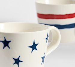 Patriotic Stripes &amp; Stars Mugs - Mixed Set of 2