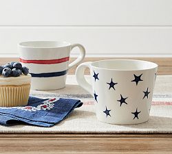 Patriotic Stripes &amp; Stars Mugs - Mixed Set of 2