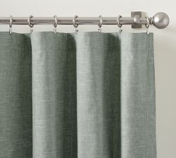 Custom Emery Linen Blackout Curtain - Mineral Blue