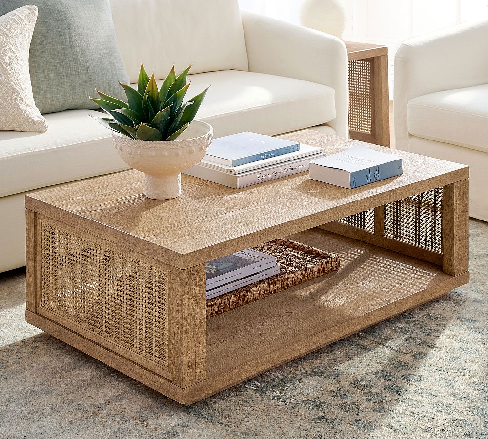 Marina Rectangular Cane Coffee Table (46") by Pottery Barn