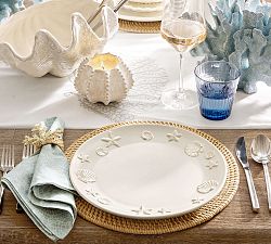 Coastal Embossed Stoneware Dinner Plates - Set of 4