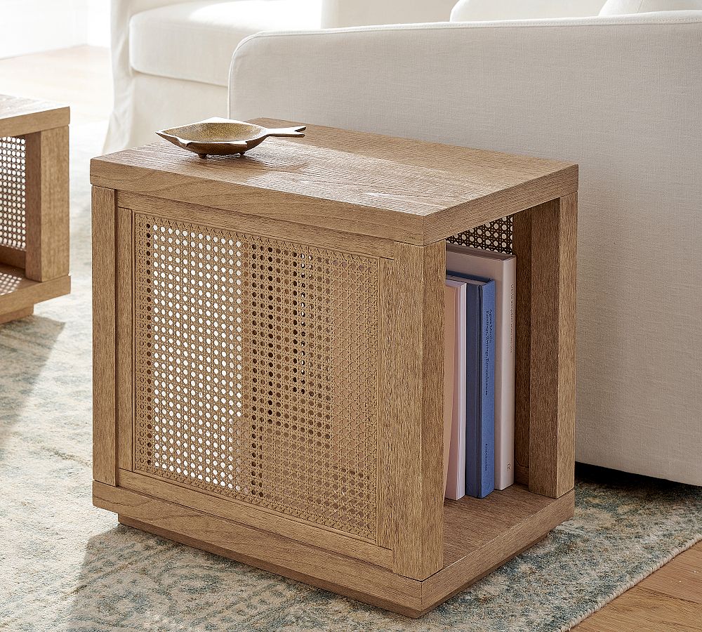 Marina Rectangular Cane Side Table (22")