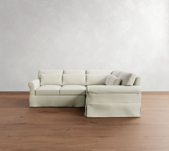 York Roll Arm Deep Seat Slipcovered 3-Piece Sectional (99") by Pottery Barn