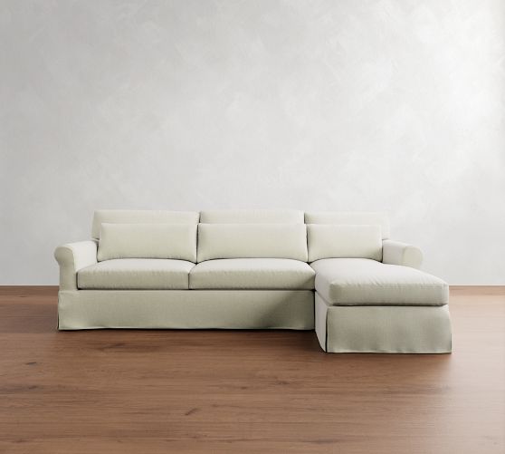 York Roll Arm Deep Seat Slipcovered Chaise Sectional (86"-117") by Pottery Barn