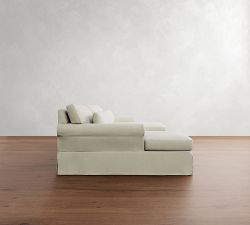 York Roll Arm Deep Seat Slipcovered Double Chaise Sectional (109"&ndash;129")