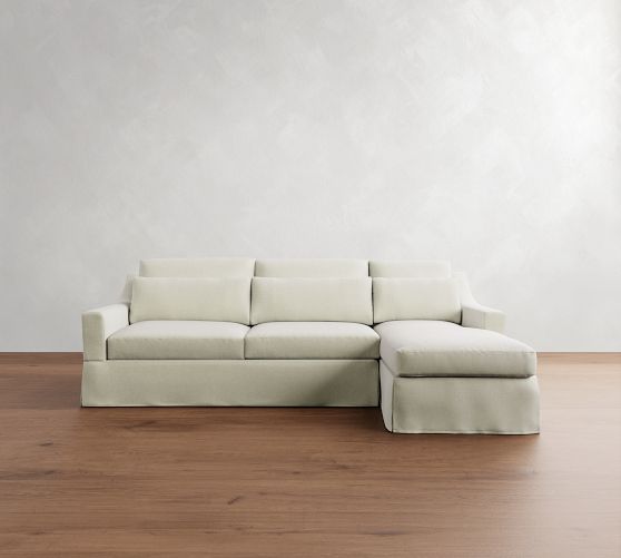 York Slope Arm Deep Seat Slipcovered Chaise Sectional (84"-115") by Pottery Barn