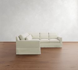 York Square Arm Deep Seat Slipcovered 3-Piece L-Shaped Sectional (98")