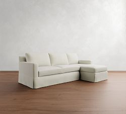 York Square Arm Slipcovered Chaise Sleeper Sectional (99")