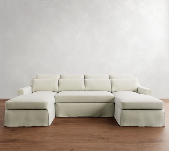 York Slope Arm Deep Seat Slipcovered Double Chaise Sectional (107") by Pottery Barn