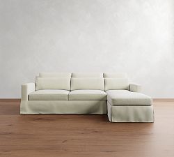York Square Arm Deep Seat Slipcovered Chaise Sectional (84"&ndash;115")