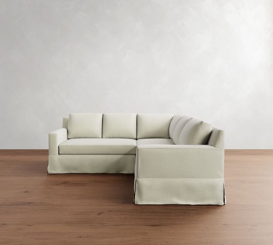 York Square Arm Slipcovered 3-Piece L-Shaped Sectional (92") by Pottery Barn