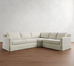York Square Arm Slipcovered 3-Piece L-Shaped Wedge Sleeper Sectional (117")