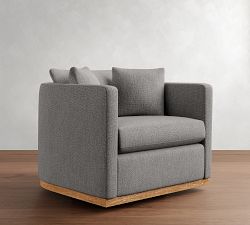 Ayden Barrel Arm Wood Base Swivel Chair