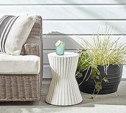 Fluted Clay Round Outdoor Side Table (14")