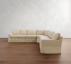 Buchanan Square Arm Slipcovered 5-Piece Curved Wedge Sectional (133")