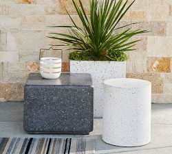 Terrazzo Concrete Round Outdoor Side Table (15")