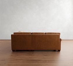 York Roll Arm Leather 3-Piece L-Shaped Sectional (96")