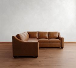 York Slope Arm Leather 3-Piece L-Shaped Sectional (94")