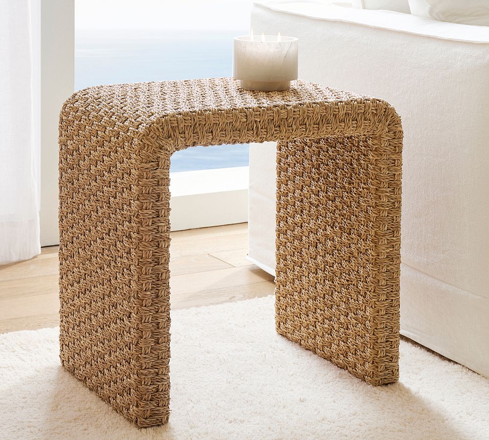 Capitola Rectangular Woven Side Table (22") by Pottery Barn