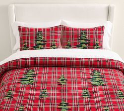 Elliot Tree Embroidered Plaid Duvet Cover