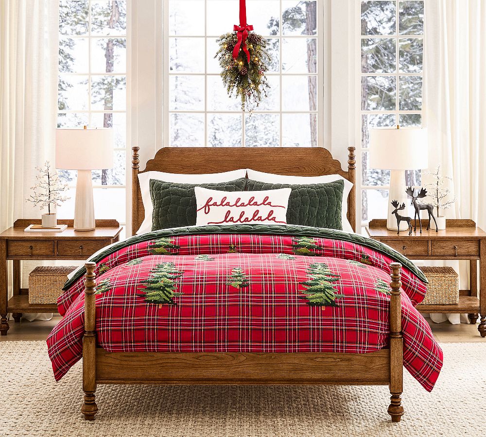 Elliot Tree Embroidered Plaid Duvet Cover-- king