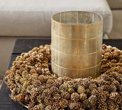 Linen Textured Glass Hurricane Candle Holder