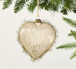 Open Box: Glass Mercury Heart Ornament - Silver