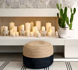 Handwoven Natural Fiber Round Pouf