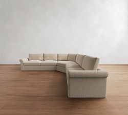 Westwood Roll Arm Slipcovered 3-Piece L-Shaped Wedge Sectional (131")