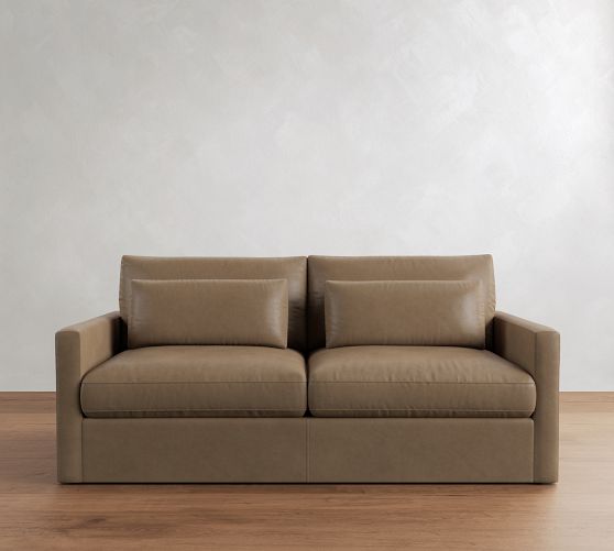 Westwood Slim Arm Deep Seat Leather Sleeper Sofa (53"-84") by Pottery Barn